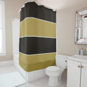 Rideaux De Douche Bandes noires, dorées et blanches (En situation)