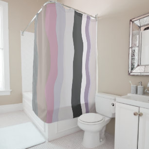 Rideaux De Douche Bandes ondulées roses et violettes