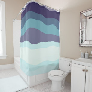 Rideaux De Douche Bandes ondulées violettes et turquoise