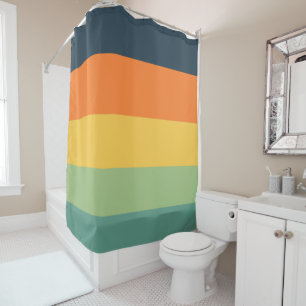 Rideaux De Douche Bandes orange, bleue, jaune et verte