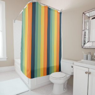 Rideaux De Douche Bandes orange, bleue, jaune et verte