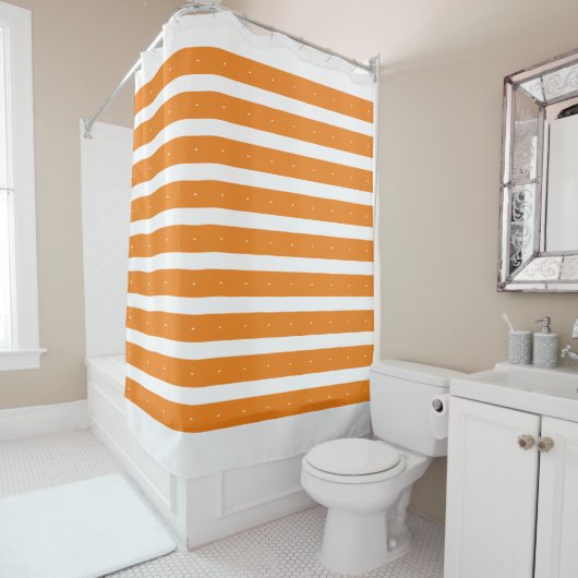 Rideaux De Douche Bandes orange et blanches (En situation)