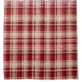 Rideaux De Douche Bandes Plaid Crème Rouge (Devant)