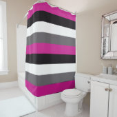 Rideaux De Douche Bandes rose, noire, blanche et grise (En situation)