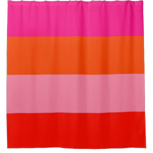 Rideaux De Douche Bandes roses chaudes et orange brillantes