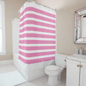 Rideaux De Douche Bandes roses et blanches (En situation)