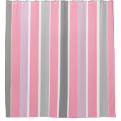 Rideaux De Douche Bandes roses et gris (Devant)