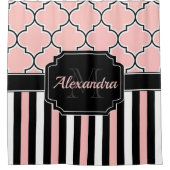 Rideaux De Douche Bandes roses & Quatrefoil (Devant)
