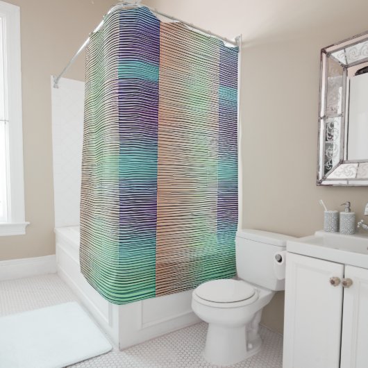Rideaux De Douche Bandes texturées en tons muets (En situation)