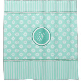 Rideaux De Douche Bandes vertes et marguerites blanches avec Monogra (Devant)