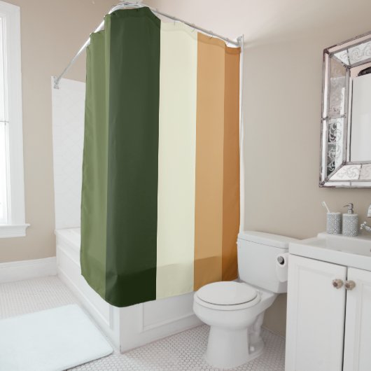 Rideaux De Douche Bandes vertes et oranges (En situation)