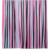 Rideaux De Douche Bandes verticales rose et noire (Devant)