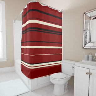 Rideaux De Douche Bandes vintages noires et rouges