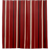 Rideaux De Douche Bandes vintages noires et rouges (Devant)