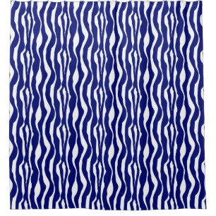 Rideaux De Douche Bandes zébrées - Bleu foncé de cobalt et blanc