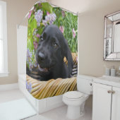 Rideaux De Douche Baquet noir mignon de photo de chiot de chien de (En situation)