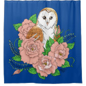 Rideaux De Douche Barne Chouette Fleurs roses Bleu (Devant)