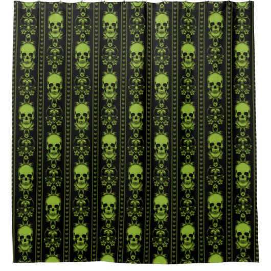 Rideaux De Douche Baroque Crâne Motif vert (Devant)