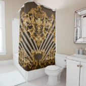 Rideaux De Douche Baroque d'or : conception motif géométrique (En situation)