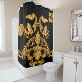 Rideaux De Douche Baroque d'or, éléments ornementaux. (En situation)
