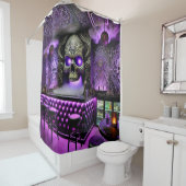 Rideaux De Douche Barre crâne violette (En situation)