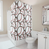 Rideaux De Douche Baseball : Classique Motif sans couture (En situation)