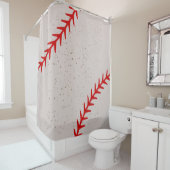 Rideaux De Douche Baseball Red Stitches dentelle thème (En situation)