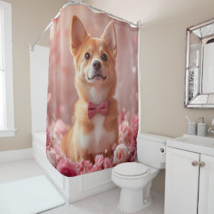 Rideaux De Douche Basenji avec des roses - Saint-Valentin