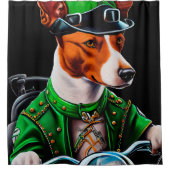 Rideaux De Douche Basenji Chien conduisant vélo St. Patrick's Day (Devant)