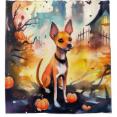Rideaux De Douche Basenji D'Halloween Avec Peur Citrouille (Devant)