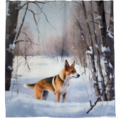 Rideaux De Douche Basenji Laisser neiger Noël (Devant)