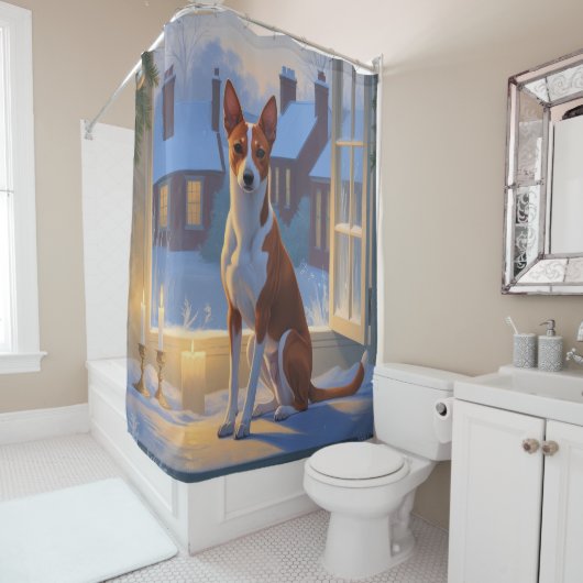 Rideaux De Douche Basenji With Christmas Lights Holiday (En situation)