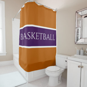 Rideaux De Douche BASKETBALL Sportif Violet foncé Blanc Orange Rayur