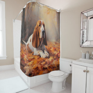 Rideaux De Douche Basset Hound à l'automne Leaves automne Inspire