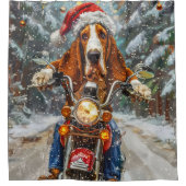 Rideaux De Douche Basset Hound Chien équitation Moto Noël (Devant)