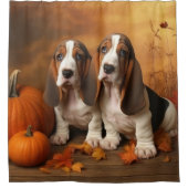 Rideaux De Douche Basset Hound Chiot Automne Citrouille de plaisir (Devant)