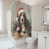 Rideaux De Douche Basset Hound dans une peinture à l'huile de chapea (En situation)