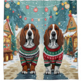 Rideaux De Douche Basset Hound Dogs Christmas Snow Holiday (Devant)