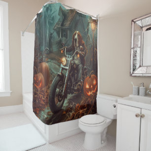 Rideaux De Douche Basset Hound équitation moto Halloween effrayant