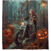 Rideaux De Douche Basset Hound équitation moto Halloween effrayant (Devant)
