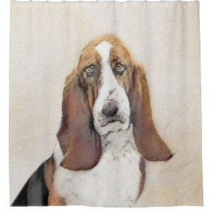 Rideaux De Douche Basset Hound Peinture - Cute Original Chien Art