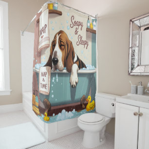 Rideaux De Douche Basset Hound Sloppy Sleepy mignonne drôle
