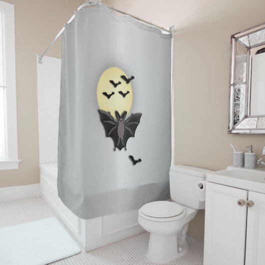 Rideaux De Douche Bat d'Halloween (En situation)