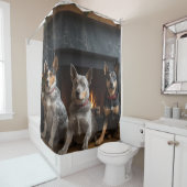 Rideaux De Douche Bataille australienne près de la cheminée Noël (En situation)