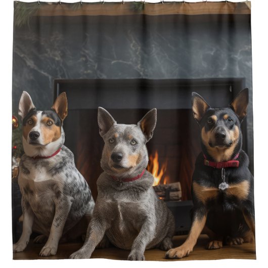 Rideaux De Douche Bataille australienne près de la cheminée Noël (Devant)