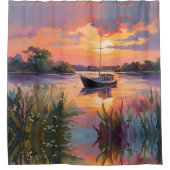 Rideaux De Douche Bateau à voile à Sunrise (Devant)