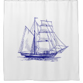 Rideaux De Douche bateau à voile bleu marine chic (Devant)