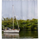 Rideaux De Douche Bateau À Voile Sur Eaux Tranquilles (Devant)