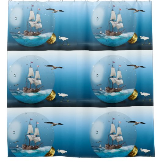 Rideaux De Douche Bateau dans une ampoule (Devant)