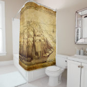 Rideaux De Douche bateau de navigation sur le parchemin (En situation)